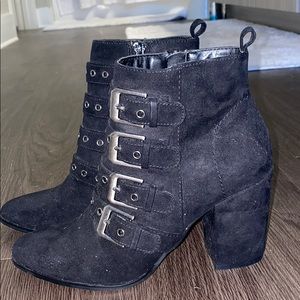 Carlos Santana Black Suede Booties